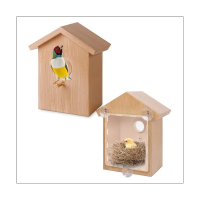 2Piece Outdoor Wooden DIY Bird Nest Cage Bird Feeder Parrot Bird Feeder Cage with Suction Cup Window Decorations