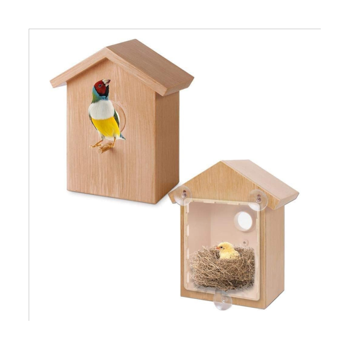 2Piece Outdoor Wooden DIY Bird Nest Cage Bird Feeder Parrot Bird Feeder