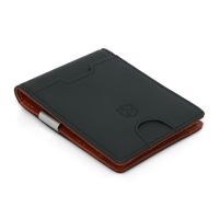 กระเป๋าสตางค์คลิปเงินหนังแท้สำหรับผู้ชาย Slim Front Pocket RFID Blocking Credit Card ID Holder With Zipper Coin Pocket Mini