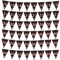 Rose Gold 18 30 40 50 60 Year Happy Birthday Banner Streamer Party Backdrops Decoration Adult Birthday Anniversaire 30th Flags Banners Streamers Confe