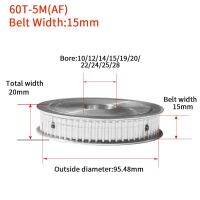 60ฟัน HTD5M ลูกรอกเวลาซิงโครนัส Bore10/12/14/15/19/20/22/24/25/28 Mmกว้าง = 15mm60TAF Keyway Bore Keyway Diameter4/5/6/8มิลลิเมตร