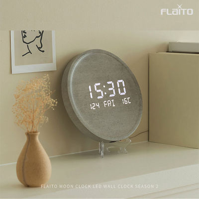 FLAITO Moon นาฬิกาแขวน LED (เวลา, วันที่, วัน, อุณหภูมิ) ความสว่างอัตโนมัติ