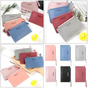 Ladies Wallet Short Cartoon Cute Coin Purse Girls Small Wallet Candy Color  Leather Solid Color Retro Short Wallet Heart-shaped Buckle Clutch