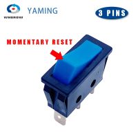 5pcs KCDF-108 Reset Momentary Rocker Switch 16A 250VAC Blue Push Button Electrical Two Position Three Brass Pins