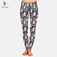 LETSFIND Super Soft Milk Silk Print Cute Pink Pigs Pattern Plus Size Elastic Leggings High Waist Fitness Slim Women Leggings