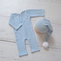 、‘】【= Newborn Infant Photography Clothing Hat+Jumpsuit 2Pcs/Set Full Moon Baby Photo Props Accessories Studio  Clothes Outfits