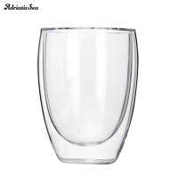 AD- Transparent Double Layer Mug Milk Water Coffee Drinkware Double Wall Insulated Thermal Coffee Cups Lightweight