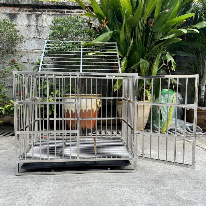 ส่งฟรี-stainless-steel-cage-กรงสแตนเลส-xl-l-m-กรงสัตว์เลี้ยง-ไม่เป็นสนิม-พับเก็บได้-แข็งแรง-กรงน้องแมว-กรงกระต่าย-กรงนก-กรงหมา-ไซบีเรีย