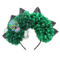 ผู้หญิง Skull รูปแบบ Headdress ลูกไม้ดอกไม้สำหรับปาร์ตี้ฮาโลวีน Carnival Masquerade เครื่องแต่งกาย Party Props