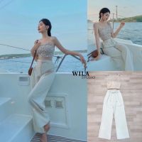 WILA SET พร้อมส่ง size M เสื้อ+กางเกง เสื้อทรงสายเดี่ยวผูกไหล่