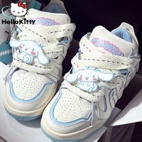 ◙❣❣ Sanrio Cinnamoroll Hello Kitty Women Sneakers Y2k Casual Kawaii Shoes Streetwear Miniso Shoes American Couple Sport Roll Shoes