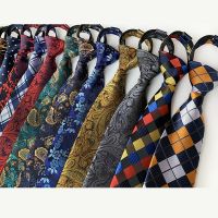 8CM Pre tied Neck Ties For Men Adjustable Zipper Ties Striped Dots Paisley Men 39;s Ties Bridegroom Party Dress Wedding Necktie