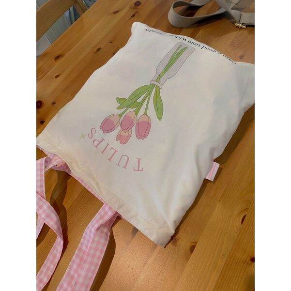 tulips-bag-กระเป๋าผ้า-tulips-กระเป๋าผ้าสกรีน-กระเป๋าผ้าลายสก๊อต