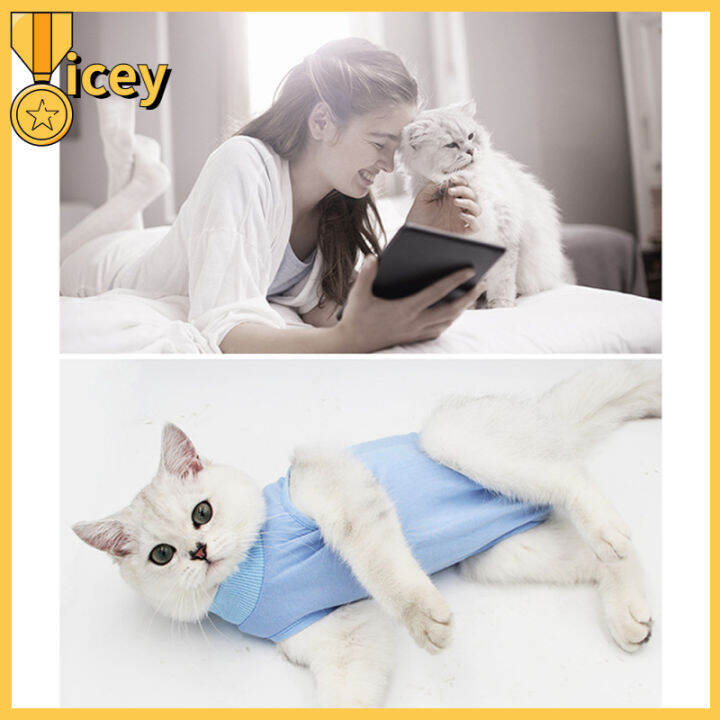 iceyhome-ชุดผ่าตัดแมว-ระบายอากาศได้ยืดหยุ่นสูงป้องกันการเลียป้องกันรอยขีดข่วนเสื้อผ้าสัตว์เลี้ยง