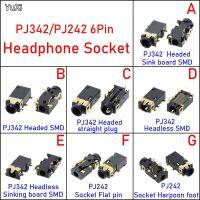 YUXI 1PCS PJ-342/PJ242 3.5mm Headphone jack PJ342/PJ242 6Pin Audio Socket sinking plate SMD Gold Plated Connector