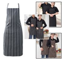 Chef Apron Men Halter Neck Navy White Striped Apron Women Kitchen Cooking Catering Stain Resistant Clothes Accessories Aprons