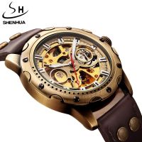 ZZOOI Watch Men Mechanical Automatic Watch Steampunk Skeleton Self Winding Mens Watch Retro Leather Wristwatch Male Clock montre homme