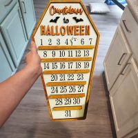 Halloween Calendar, 31 Days Happy Halloween Coffin Calendar Countdown Calendar with Cutting Three Decoration