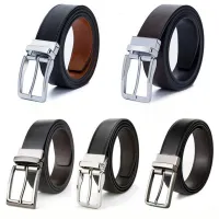 【CW】 sided Leather Men Belts Reversible Buckle Cowskin Business  Pin Man