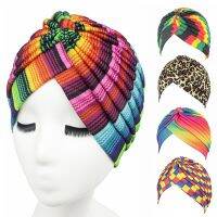 【YF】 Rainbow Color Leopard Women Muslim Hijab Turban Head Wrap Hat Beanie Cap Lady Arab Scarves abaya