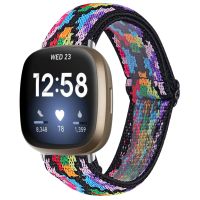 {TATLLr}แถบยางยืดไนลอนปรับได้สำหรับ Fitbit Versa 3สายนาฬิกาอัจฉริยะสายนาฬิกาทอสีสันสดใสสำหรับอุปกรณ์เสริม Fitbit Sense