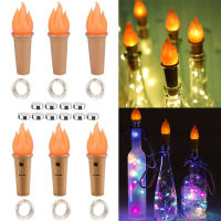 6PCS Wine Bottle Cork Lights with Flame, 20 LEDs Battery Operated Wine Bottle Lights Copper Wire String Lights for Home Party