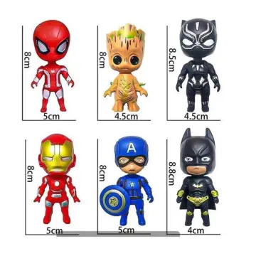 BỘ 6 CON MÔ HÌNH chibi CAO CẤP AVENGER MARVEL DR STRANGE IRON MAN SPIDER  MAN CAPTAIN MARVEL Caption America THANOS  Lazadavn