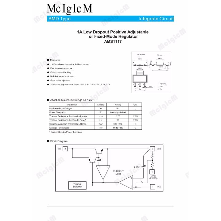 ams1117-3-3-ams1117-3-3v-ams1117ควบคุมแรงดันไฟฟ้า-lm1117