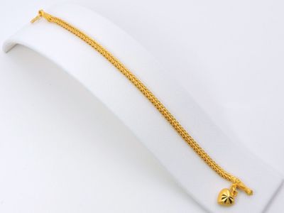 apata jewelry สร้อยข้อมือสี่เสาจี้หัวใจ ขนาด 1 บาท สวยเหมือนแท้มากๆ ทองชุบทองไมครอนเคลือบแก้หนาพิเศษ ทำให้ไม่ลอกไม่ดำใช้ได้นานไม่แพ้