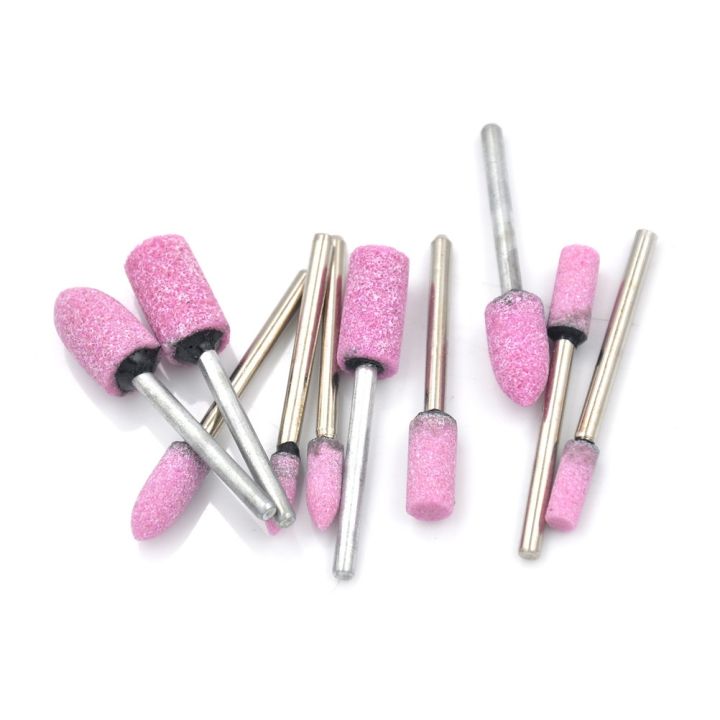 10pcs-abrasive-pink-mounted-stone-rotary-tool-grinding-wheel-1-8-shank-for-dremel