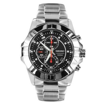 Seiko Lord Chronograph Men Watch Black Stainless Strap SNDD73P1