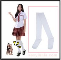 AC20.5 ถุงเท้านักเรียนญี่ปุ่นสีขาวความยาวเลยเข่า ความยาว 24 นิ้ว Long Socks