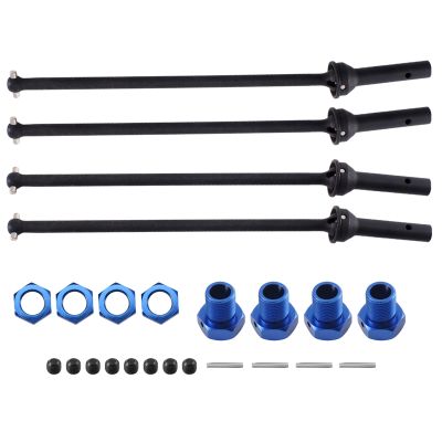 4Piece Drive Shaft CVD with Extended Wheel Hex Metal Front and Rear Upgrades Parts for 1/10 Arrma Kraton Outcast ,Blue