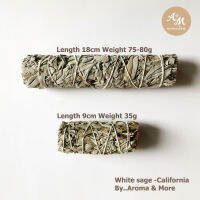 Aroma&amp;More  ไวท์ เสจ White Sage smudge - California สำหรับใช้จุดชำระล้างพลังงานลบ กลิ่นหอม ขนาด 35gx9cm/45gx9cm และ 65gx18cm/75gx18cm