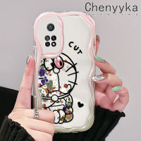 เคส Chenyyka สำหรับ Xiaomi 10T Pro POCO F3 Poco F4 Redmi K50 K40 Pro K40s ดอกไม้โดราเอมอนหนาซิลิโคนเคสโทรศัพท์โปร่งใสป้องกันการตกสีสันสดใสเนื้อครีมกรอบนุ่ม