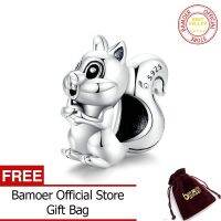 BAMOER 925เงินสเตอร์ลิงน่ารักกระรอกรมดำเงิน Original Charm สำหรับแบรนด์เครื่องประดับ DIY ทำให้ผู้หญิง BSC338