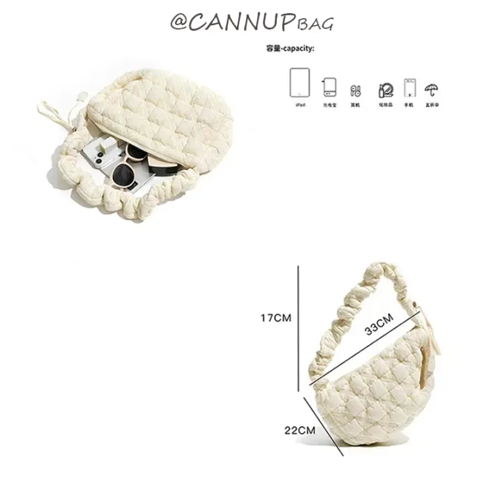 cannup-ถุงนุ่มหญิงลําลองน้ําหนักเบา-กระเป๋าโฮโบ-กระเป๋าทรงก้อนเมฆ-แนวเกาหลี-ที่ห้อย-แถมฟรี-l91tj26