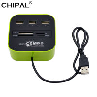 CHIPAL All In 1 Combo Multi-Function Mini USB HUB 3 พอร์ต USB 2.0 Splitter Adapter TF SD M2 MS MMC Card Reader สำหรับแล็ปท็อปเดสก์ท็อป-gdsflkhsbldvsd