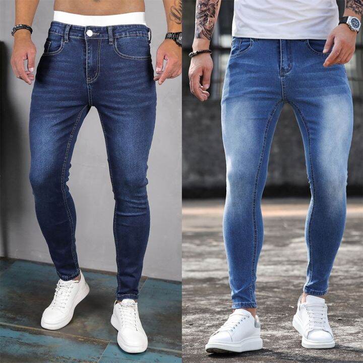 jeans-jeans-magro-e-lavado-masculino-monocrom-tico-cal-a-l-pis-ยืด-streetwear-เข้ารูปพอดี-de-corrida-azul-moda