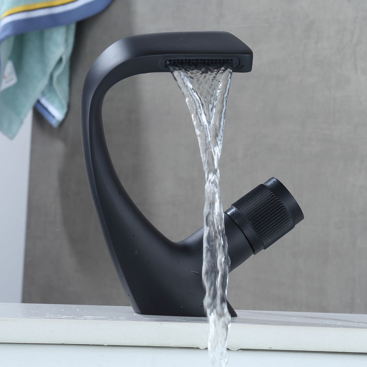 black-faucet-bathroom-sink-faucets-hot-and-cold-water-mixer-crane-deck-mounted-single-hole-bath-tap-chrome-finished-elm457