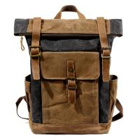 Muchuan  wax cloth Backpack New European leisure travel bag large volume waterproof canvas bag bag