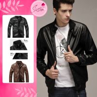 【READY STOCK】ST222 Mens Fashion Winter PU Leather Jacket Coat Jaket Kulit Bera Waterproof Bycle Rider Jacket