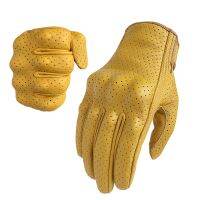 Motorcycle Gloves Leather Touch Yellow Racing Cycling For Men Genuine Goatskin Motor Accessory Glove Motorbike Riding Dirt Bike