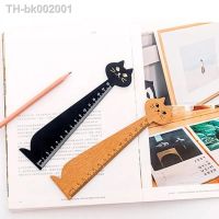 ✔○ Creative Cartoon Cat Drawing Ruler Cute Wooden Straight Ruler Tools Stationery Retro School Supplies Korean Office Measuring