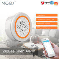 MOES Tuya ZigBee สมาร์ทเสียงและแสงไซเรนเซ็นเซอร์90dB ชีวิตสมาร์ทไซเรนระบบรักษาความปลอดภัยบ้าน Tuya เกตเวย์ Hub,ใช้กับ Alexa