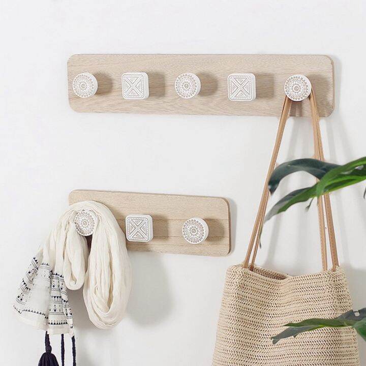 Rustic Coat Rack Wall Mounted Wood Hanger Key Holder Home Decor Clothes