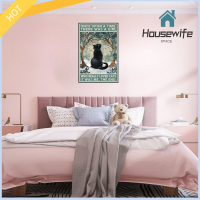 HOUSEWIFE SPACE 12 × 8นิ้วค่ะ ตกแต่งผนังแมวแนวโบราณ โลหะสำหรับตกแต่ง อลูมิเนียมอลูมินัม ของขวัญภาพวาดตกแต่งแมวสำหรับผู้หญิงและเด็กผู้หญิง ทนทานต่อการใช้งาน แมวดำตลกวินเทจเข้าสู่ระบบตกแต่งผนัง ห้องนอนและห้องนอน