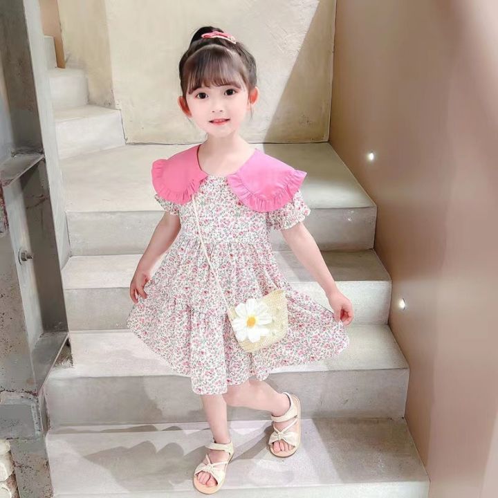 2pcs-summer-yellow-floral-child-little-girls-clothing-casual-midi-dress-bag-children-dresses-for-teens-party-princess-sundress