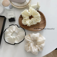 【cw】 Lace Chiffon Classic Style Black and White Large Intestine Hair Ring Hair Accessories Korean Simple Headband New Heaear