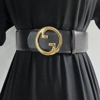 【CW】 New Designs Sides Available Circular Metal Buckle Leather Wide